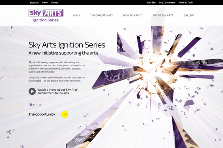 Sky Arts Ignition Series website preview